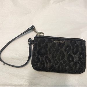 Black Leopard Sparkly Coach Wristlet